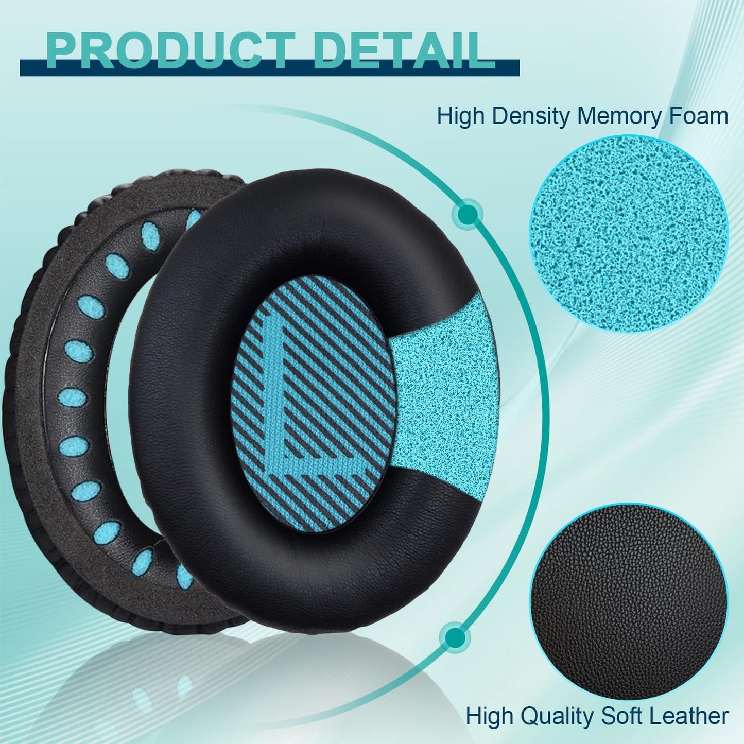 Replacement Earpads Cushions for Bose QuietComfort 35 & Quiet Comfort 35 II, Headphones Ear Covers Ear Pads for Bose QC35/QC35II/25/15 QC2 / Ae2 / Ae2i / Ae2W / Sound Link/Sound True-Black&Blue
