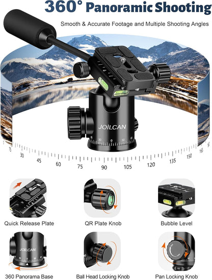 JOILCAN Camera Tripod, 83" Aluminum Tripods & Monopods with Metal Handle, Heavy Duty Tripod for DSLR Camera Lasers Binoculars Telescope Spotting Scope, Payload 35Lb