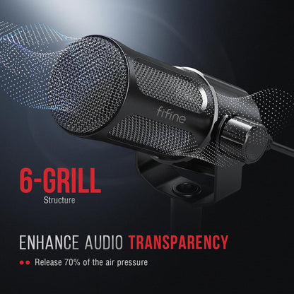 FIFINE XLR Dynamic Microphone, Studio Vocal Mic for Recording, All Metal XLR Podcast Microphone with Mid-Boost, Low-Cut Filter for Voice-Over, Compatible with Mixer/Audio Interface-AmpliTank TANK1