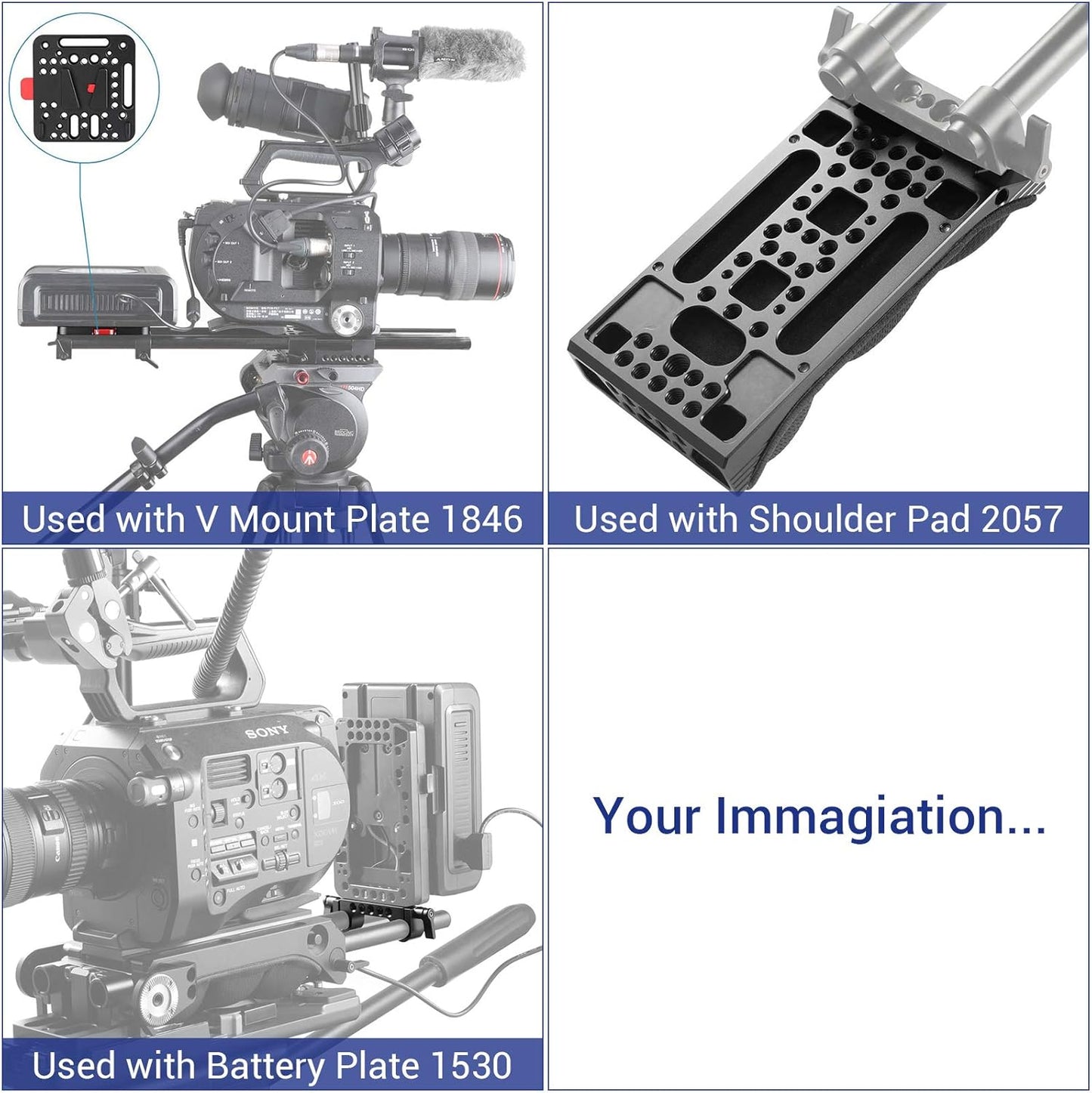 SmallRig Super Lightweight 15mm Railblock, Rod Clamp with 1/4"-20 Thread for Sony for Canon and Other 15mm DSLR Camera Rig Shoulder Support Rail System, Pack of 2-2061
