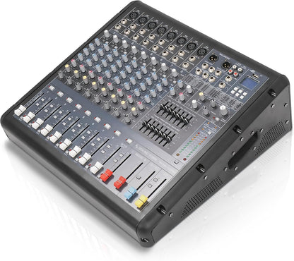 Sound Town 10-Channel 2x800W Powered Mixer w/ 2 Bus, DSP effects, USB, MP3, Dual 7-band EQ, Phantom Power (TRITON-102PW)