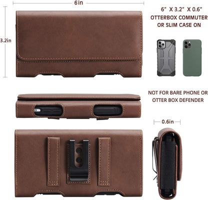 BECPLT for iPhone 17 Pro 17/16/15/14/13/12/11 Pro Holster Case Leather Pouch Case Holster with Belt Clip & Belt Loops with Card Holder for Galaxy S25 S24 S23 S22 S21 5G -Brown
