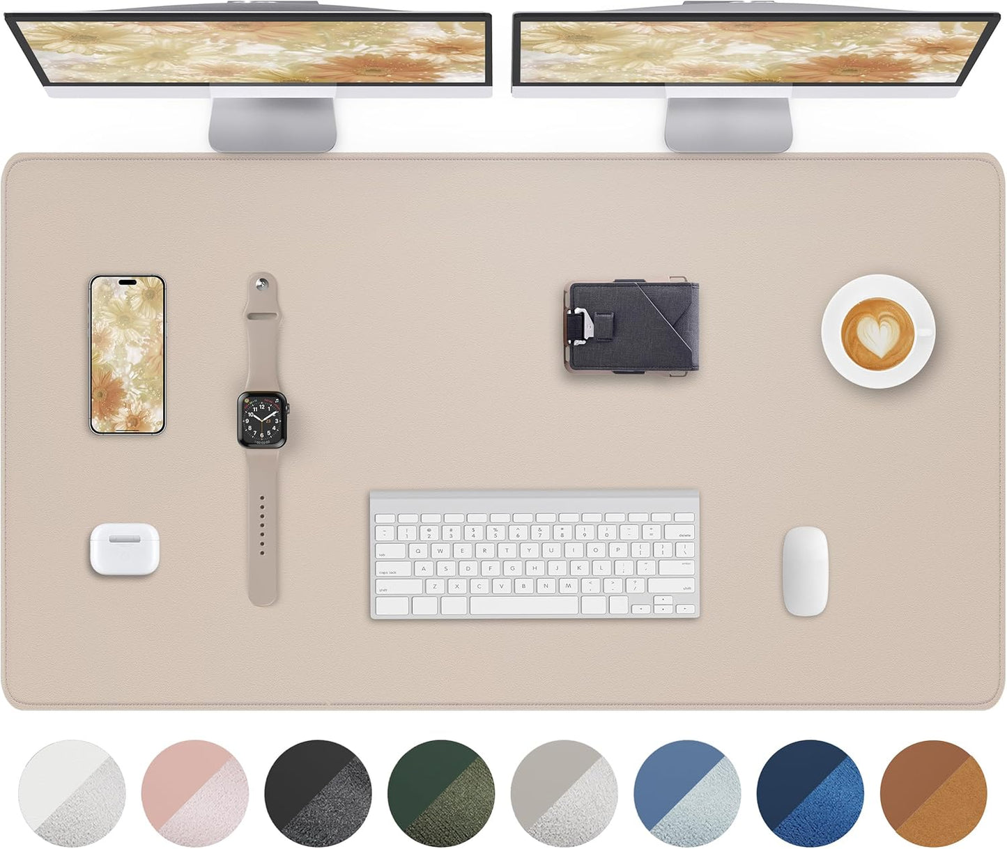 AFIING Extra Large Desk Mat - 55"x 24" Non-Slip Desk Pad for Office and Home - Ideal for Large Mouse Pad and Desk Mats on Top of Desks(Beige)