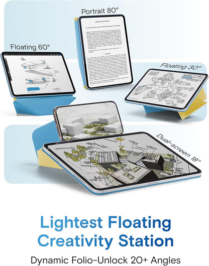 MOFT Dynamic Folio Case for iPad Pro 11- inch (M5 2025 / M4 2024), Silm Magnetic Stand Case with 20+ Viewing Angles, Auto Wake/Sleep, Ultra Thin, Panna Cotta x Faded Jeans