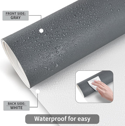 KINGFOM Desk Pad Office Desktop Protecter, PU Leather Desk Mat Blotters Organizer with Comfortable Writing Surface (47.2" x 23.6", White+Gray)