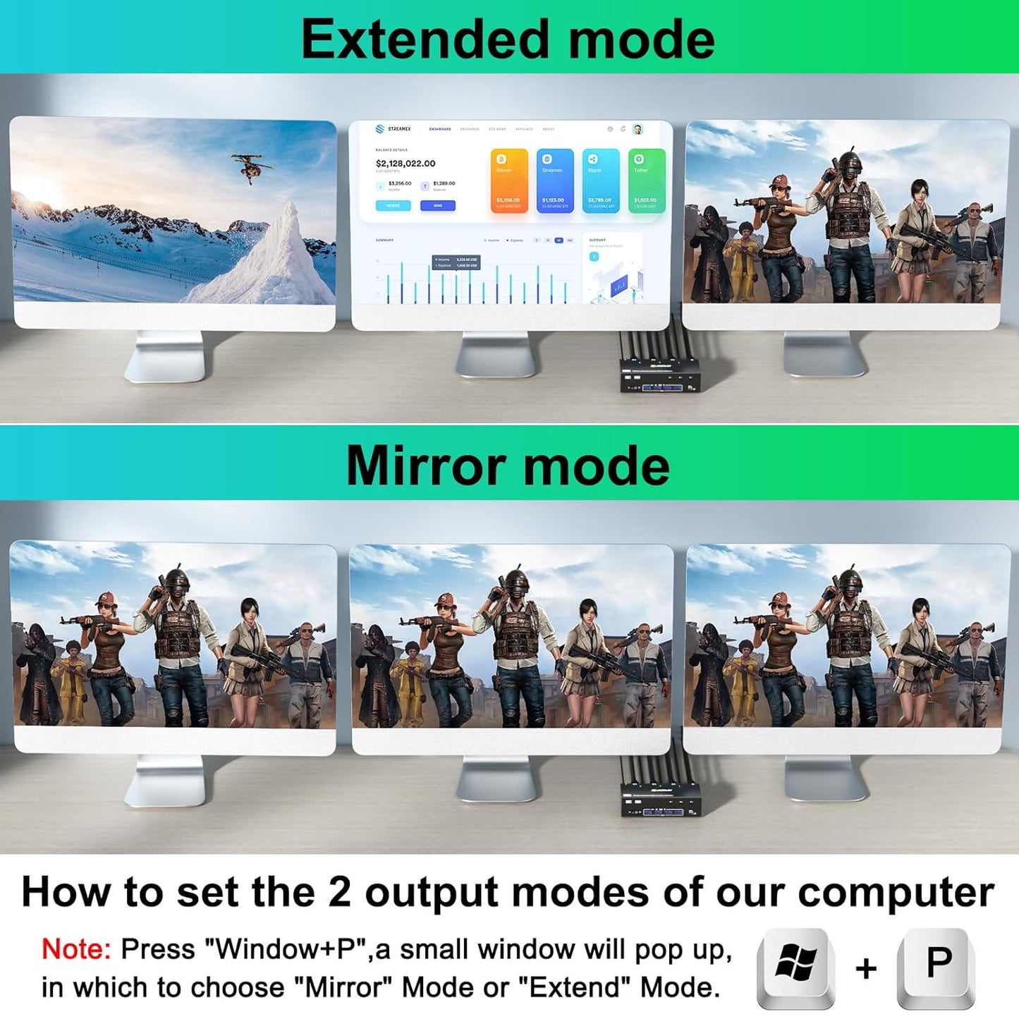 KVM Switch 3 Monitors 3 Computers 8K@60Hz, MLEEDA HDMI + 2* Displayport Triple Monitor KVM Switch,3 Monitor KVM with 4 USB 3.0 Ports for Keyboard Mouse Printer, Wired Remote and Power Adapter Included