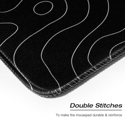 XVX Black and White Topographic Mousepad, XXLarge Gaming Mouse Pad for Desk 35.4x15.7 Inch,Waterproof Desk Pad with Non-Slip Rubber Base Mice Pad,Keyboard Mat Computer Game Mouse Mat