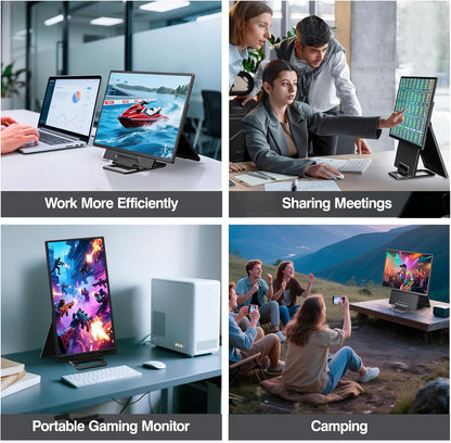 23.8'' Portable Monitor,FHD 1080P 100Hz IPS Laptop Screen Extender,USB-C HDMI Large Office Gaming Second Monitor Extender with Detachable Stand for Mac Windows PS5 Xbox Switch(Built-in Speakers)
