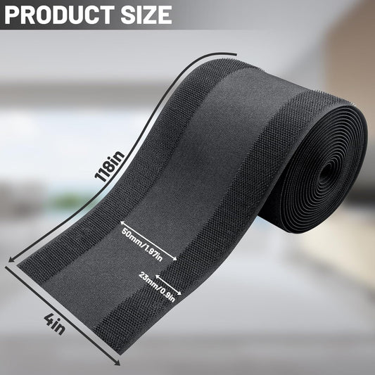 IHKFILAN Carpet Cord Cover Carpet Cable Management Under Desk Cable Grip Strip Black Hook and Loop Tape Cable Polyester Cover Protect Cables to Prevent Tripping Over Wires for Homes & Office(10ft)