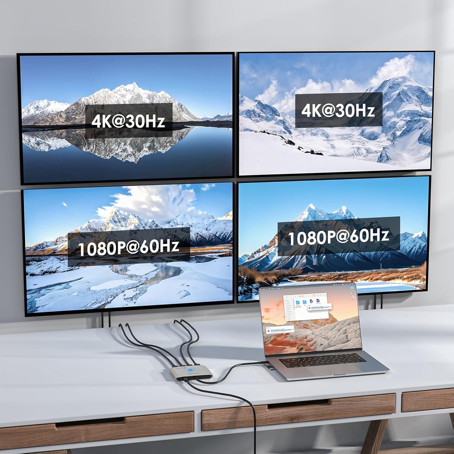 WAVLINK USB C to Quad HDMI 4K Adapter, Universal USB A to HDMI Docking Dual Triple Display Station for Windows, Mac M1/M2/M3/M4, Thunderbolt, USB-C Laptops