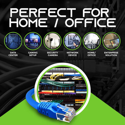 GearIT 50-Pack, Cat5e Ethernet Patch Cable 2 Feet - Snagless RJ45 Computer LAN Network Cord, Blue - Compatible with 48 Port Switch POE Rackmount 48port Gigabit