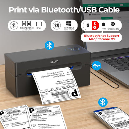 Nelko Bluetooth Thermal Shipping Label Printer, Wireless 4x6 Shipping Label Printer for Small Business, Support Android, iPhone and Windows, Widely Used for Amazon, Ebay, Shopify, Etsy, USPS
