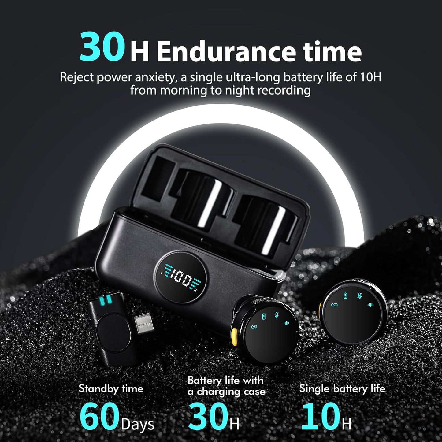 Wireless Lavalier Microphone with Charging Case,AI Noise Reduction,30H Endurance Time,Mini Wireless Microphone for iPhone 14/13/12/11/X with Lightning ,Mini Mic for Video Recording,YouTube,Vlogging