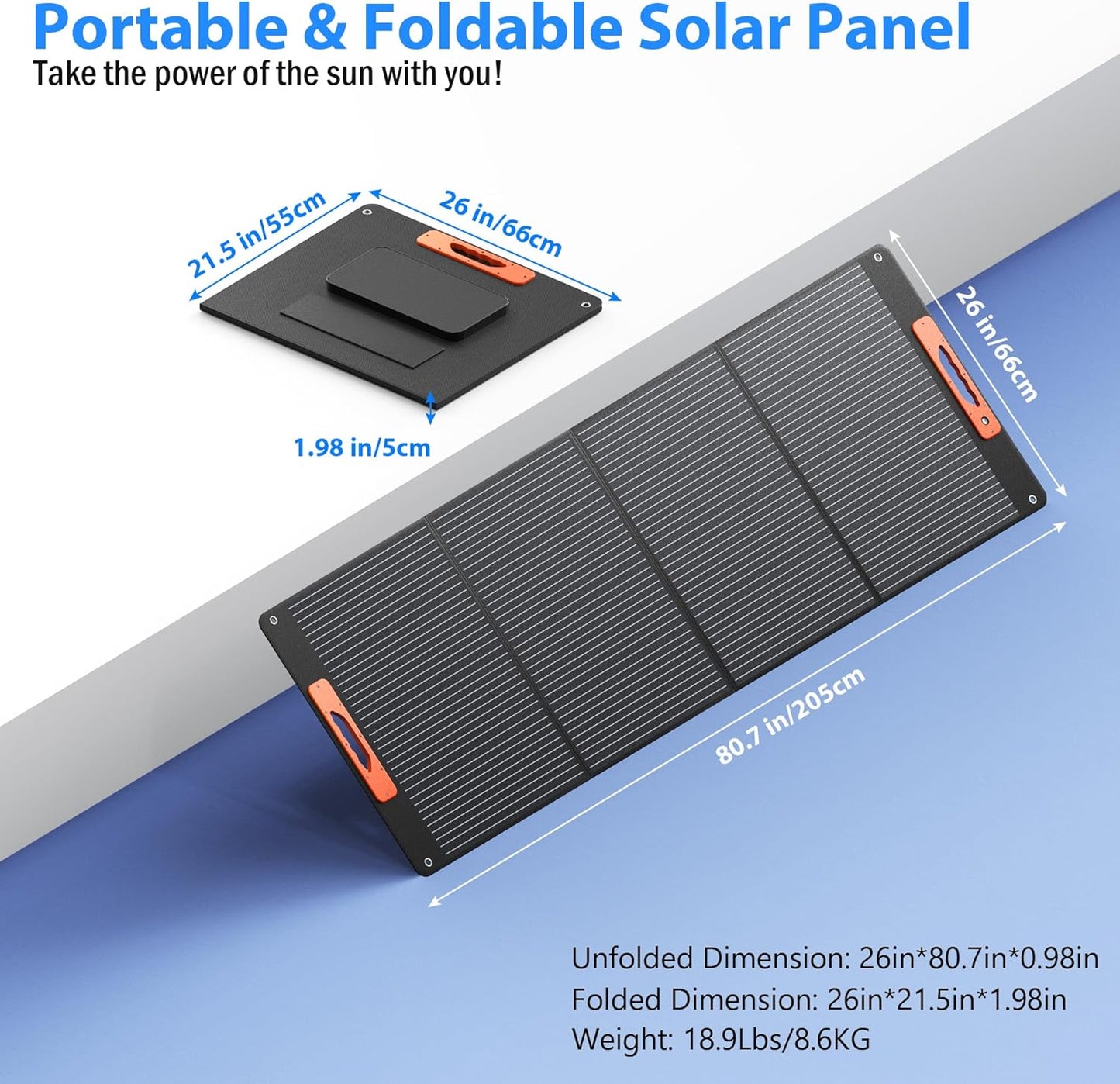 240W Portable Solar Panels for Power Station, Solar Angle Guide, Monocrystalline ETFE Foldable Solar Panel Charger with QC3.0 USB/Type-C, 20V DC Output Adjustable Kickstand for Outdoor Camping, RV
