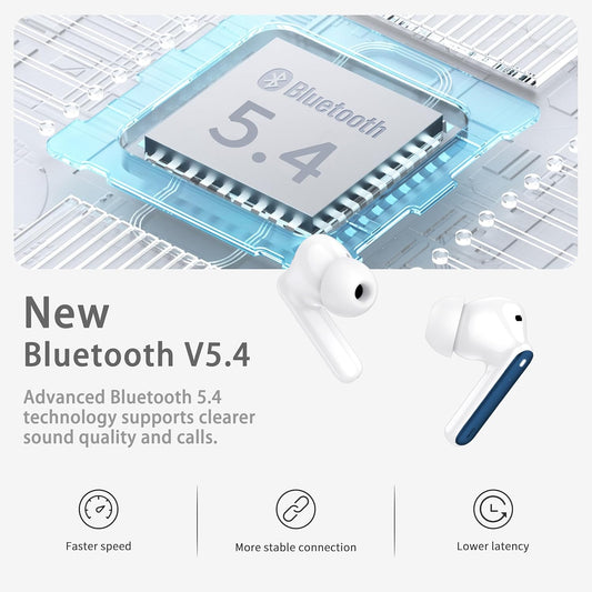 Wireless Earbuds, Bluetooth 5.4 Headphones in Ear with HiFi Stereo Deep Bass, 4 ENC Noise Cancelling Mic Wireless Earphones 40H, in-Ear Earbud Bluetooth Dual LED Display IP7 Waterproof, Dark Blue