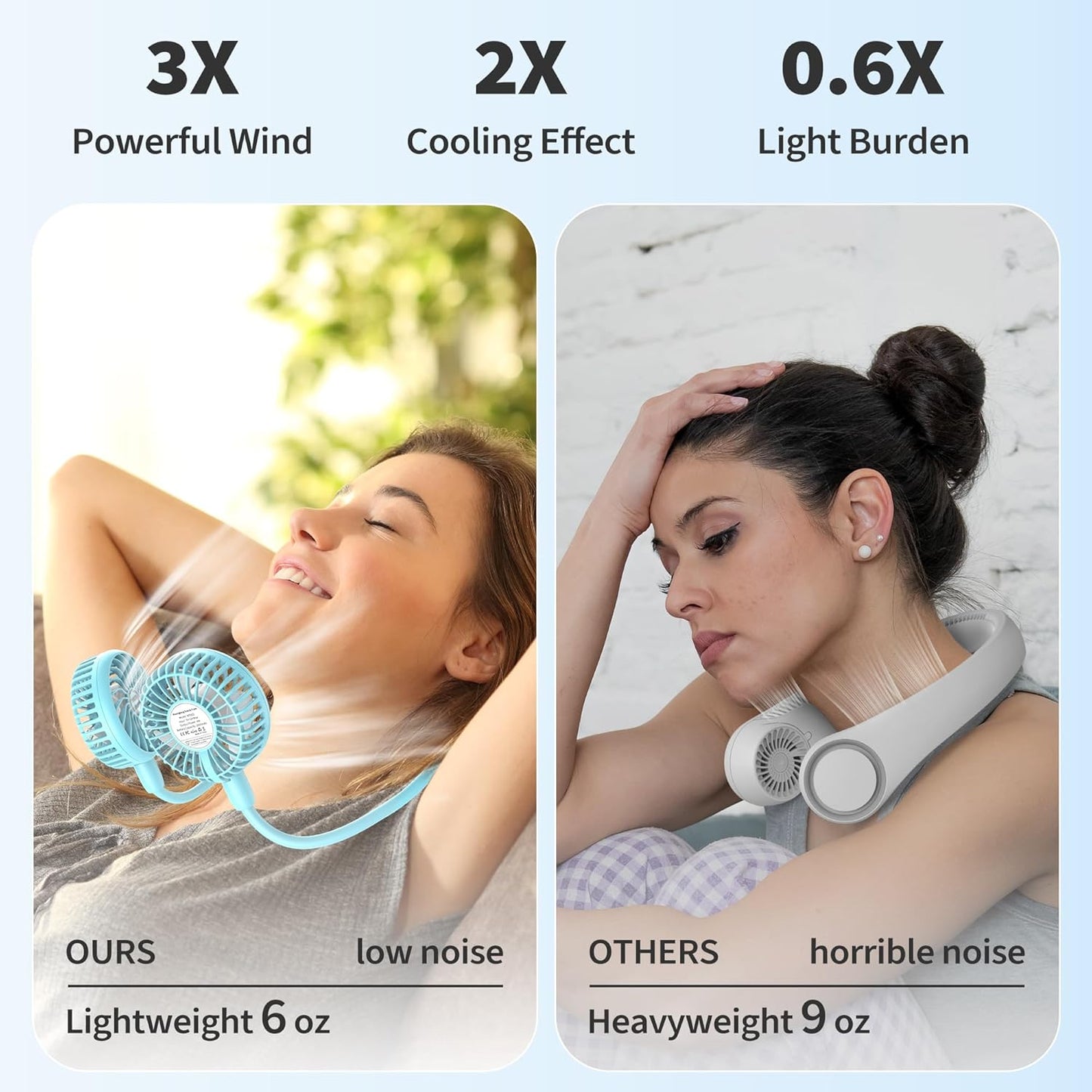 PANERGY Portable Neck Fan Rechargeable Hand Free Personal Fan Mini Wearable Battery Operated USB Fan for Men Women Kids Sport Work Travel