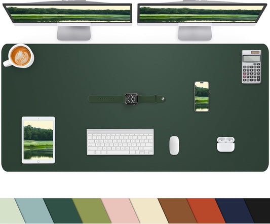 Desk mat Large, Leather Desk Pad Protector,Office Desk Mat,Mouse Pad, Non-Slip Desk Blotter, Laptop Desk Pad, Waterproof Desk Writing Pad for Office&Home (Dark Green, 48" x 24")