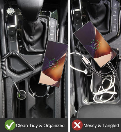 2Pack Coiled USB C to USB C Charger Cable for Car, Type C Fast Charging USBC Charger Cord Compatible with 15/15 Plus/15 Pro/15 Pro Max/Samsung Galaxy S23
