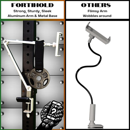 Portable Monitor Stand 16 Inch - Heavy Duty Aluminum Adjustable Monitor Mount with Articulating Arm, 360° Rotation, Cable Management - Professional Desk Setup for Tablets, Phones 4.7-16"