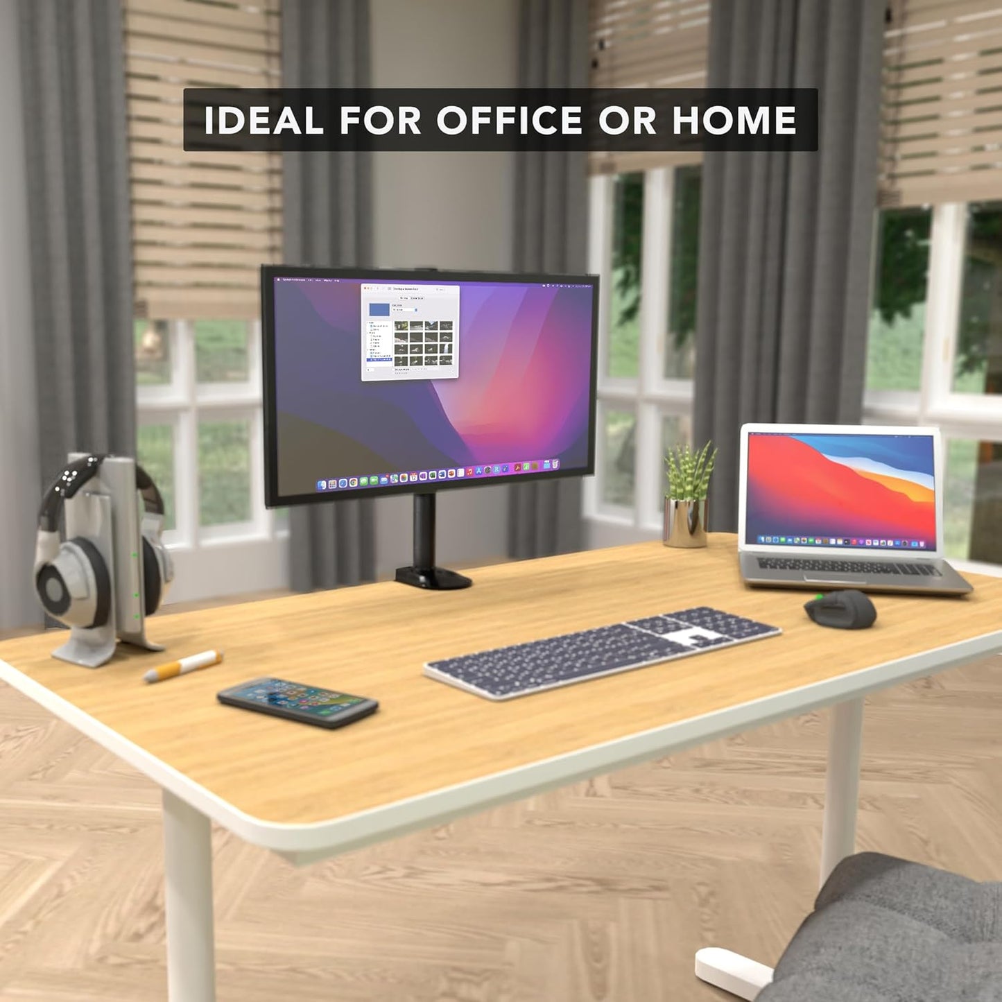 Mount-It! Single Monitor Desk Mount – Computer Screen Stand with Full Motion Adjustability – VESA Monitor Bracket Up to 32" 19.8 lbs – 360° Rotation, 160° Swivel, 40° Tilt – Clamp & Grommet Base