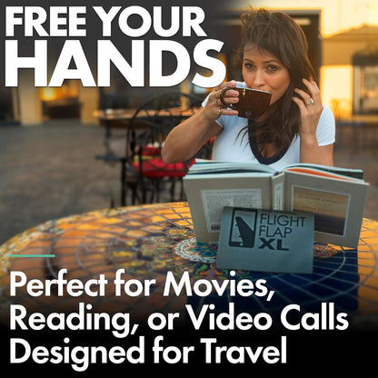 Airplane Tablet Holder, Extra Large 12x7” Flexible Cell Phone and Tablet Holder, Folding Cellphone Stand for Desk, Kindle, Bed, Long Flight Travel Accessories, Plane Essentials (Gray)