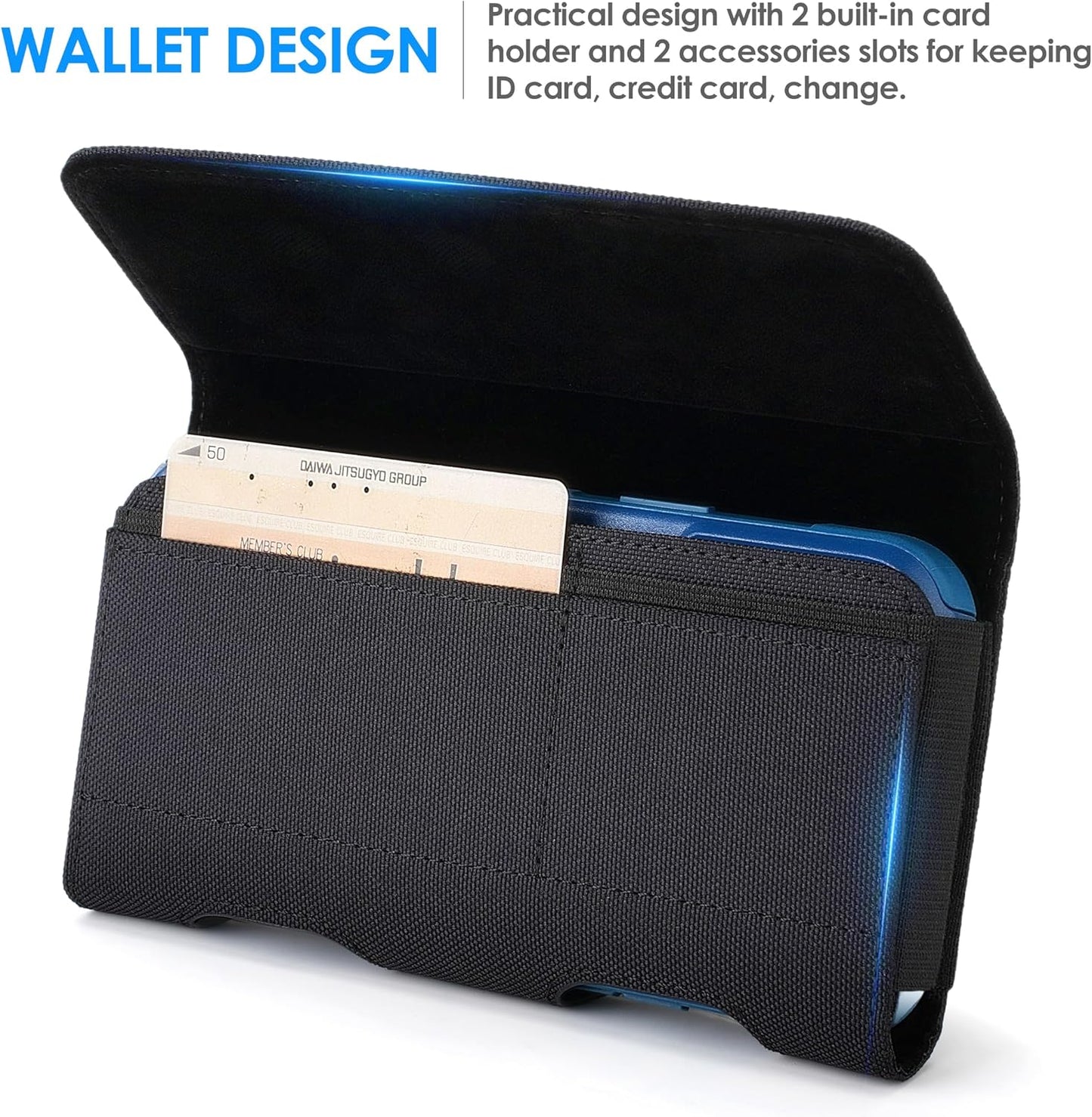 Mopaclle Nylon Phone Holster for iPhone 17 Pro Max, 17 Air, iPhone 16 Pro Max,iPhone 15 Pro Max 14 13 Pro Max & Plus, Premium Cell Phone Belt Holder with Belt Clip for Galaxy S25 Plus,S24 Plus