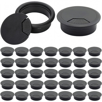 40 Pack 2 Inch Desk Grommet, Plastic Cable Hole Cover Bulk for PC Desk, Flexible Wire Organizer Cable Cord Management for Home Office, Black