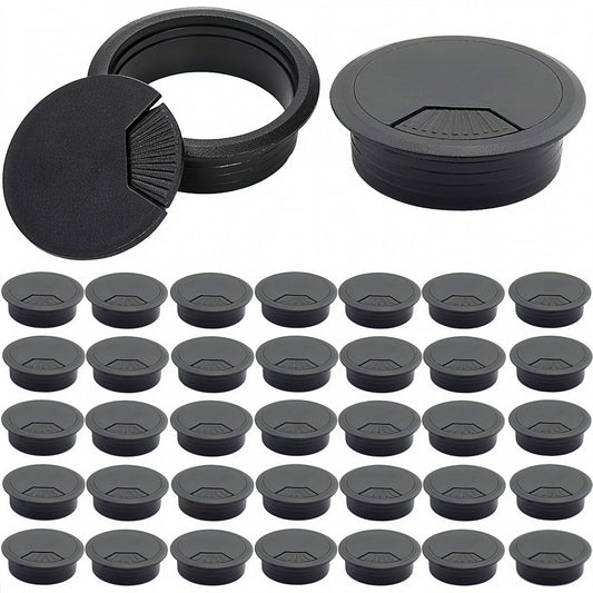 40 Pack 2 Inch Desk Grommet, Plastic Cable Hole Cover Bulk for PC Desk, Flexible Wire Organizer Cable Cord Management for Home Office, Black