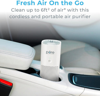 Pure Enrichment PureZone Mini Portable Air Purifier - Cordless True HEPA Filter Cleans Air & Eliminates 99.97% of Dust, Odors, & Allergens Close to You - Cars, School, & Office (White)