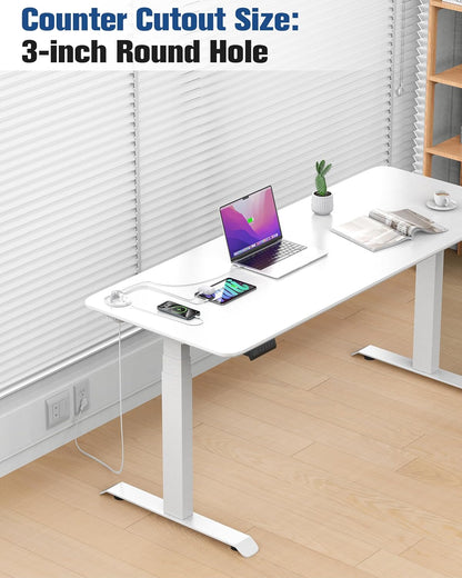 Jgstkcity 65W USB-C Hidden Desktop Power Grommet: 1 AC Outlet,8 USB Charging Ports,3'' Hole Flush Mount Pop-Up Power for Conference Tables & Nightstands (Whtie, 6 FT - 2PCS)