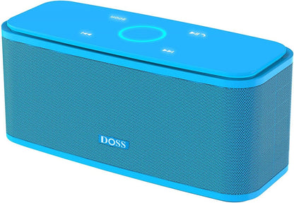 DOSS SoundBox Touch Wireless Bluetooth Speaker with 12W HD Sound and Bass, IPX5 Water-Resistant, 20H Playtime, Handsfree, Portable for Office, Home, Outdoor, Travel-Blue