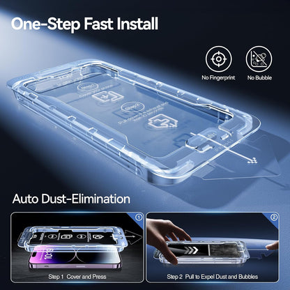 SMARTDEVIL 2+2Pack Privacy Screen Protector for iPhone 14 Pro Max with Camera Lens Protector,Shatterproof Tempered Glass [True 28°Anti Spy][9H Hardness][Auto Dust-Elimination Install][Bubble Free]