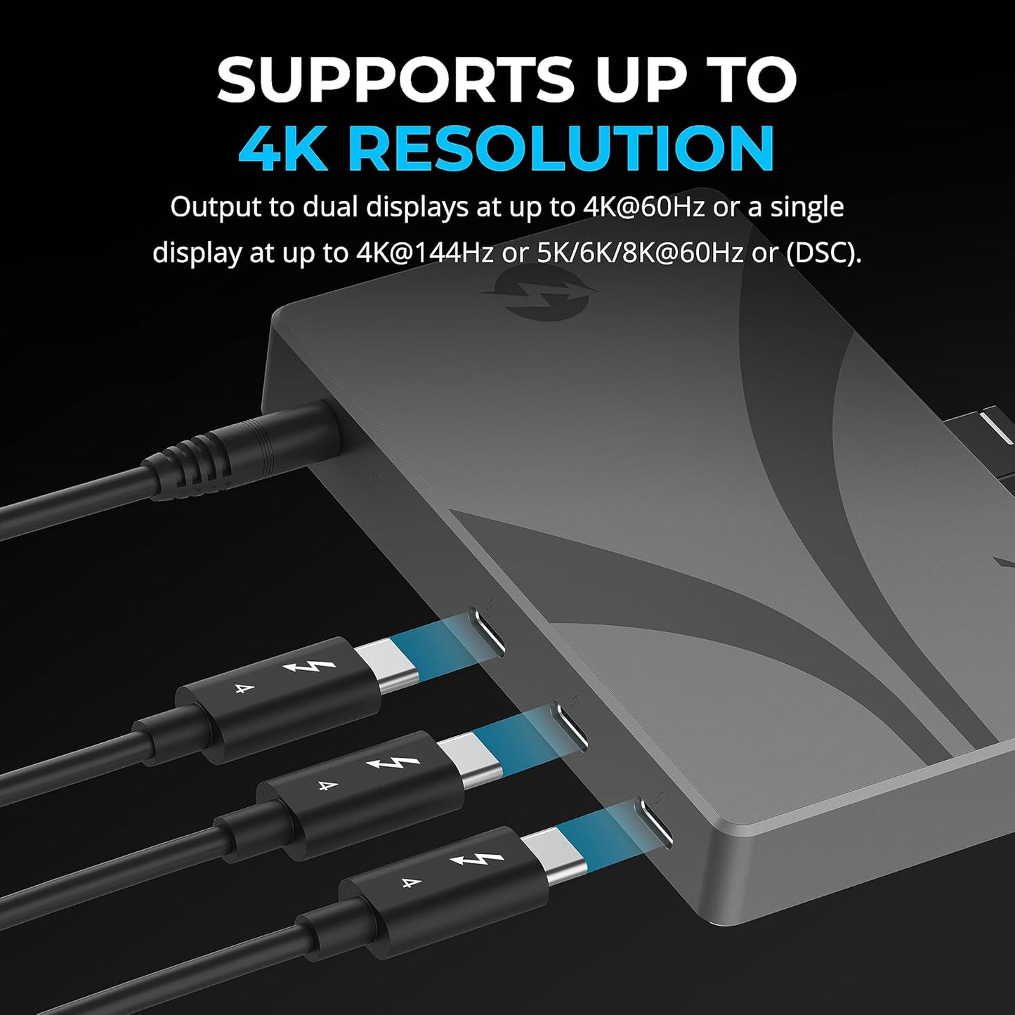 SABRENT Thunderbolt 4 Hub, 60W Charging USB-C Dock for Laptops, 3X TB4 + 1x USB-A, Supports Dual 4K@60Hz or 8K@60Hz Display, Certified TB4 Cable, macOS/Windows Compatible (HB-TBT4)