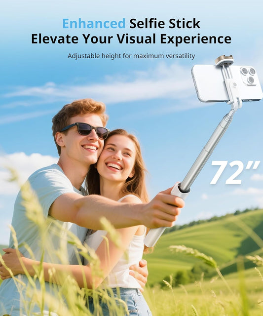 72'' Selfie Stick for iPhone,Tripod Wireless Remote for Selfies,Group Photograph,Video Recording. Phone Stand Compatible with iPhone Android Phone,Camera
