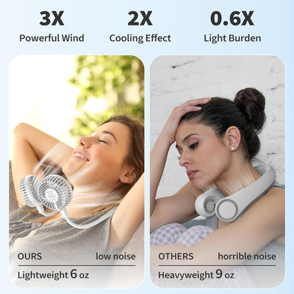 PANERGY Portable Neck Fan Rechargeable Hand Free Personal Fan Mini Wearable Battery Operated USB Fan for Men Women Kids Sport Work Travel