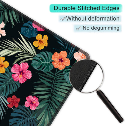 ITNRSIIET Mouse Pad with Stitched Edge Premium Textured Smooth Precise Operation Waterproof Washable Non-Slip Rubber Base Desktop Protection Mat, 10.2×8.3×0.12 inches, Beautiful Floral