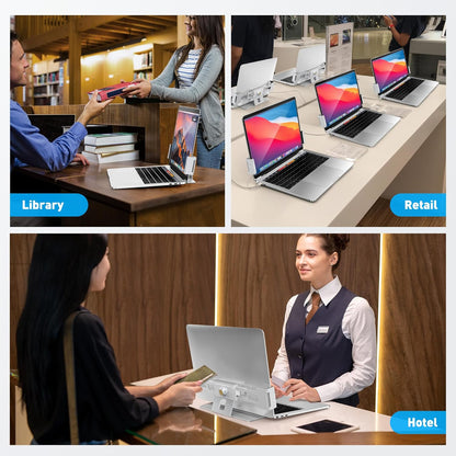 AboveTEK Laptop Locking Station, Premium Aluminum MacBook Security Lock with High-Security Copper Cylinder, Anti-Theft Computer Lock for All 11"-17" No-Slot Notebooks, Non-Slip Base for Public Spaces