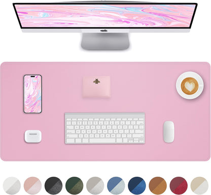 Pink Desk Mat, PU Leather Desk pad Large Mouse Pad, Non-Slip Desk Pad, Waterproof Desk Blotter Mat, Desk Cover Mat for Office and Home (31.5" x 15.7")