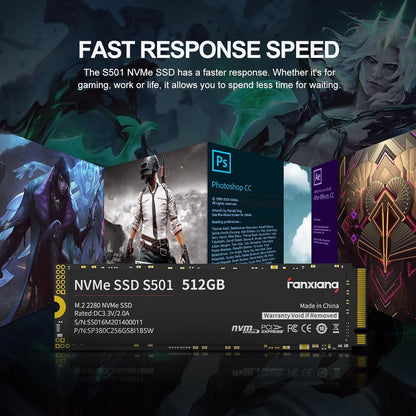 S501 512GB NVMe SSD 3D NAND1.3 PCIe Gen3x4 M.2 2280 Internal Solid State Drive (Read/Write Speed up to 2,150/1,600 MB/s) Compatible with Laptop & PC Desktop