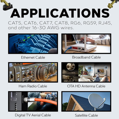 BEST CONNECTIONS Coaxial Cable Clips with Pre-Inserted Screw (200 Pack) – Black Single Cable Mounting Clamps for Coax Cable (RG6, RG59) and Ethernet Cable – Cord Fastener/Strain Relief Clip