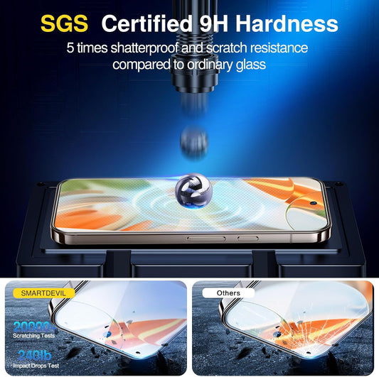 SMARTDEVIL [3+1 Pack Screen Protector For Google Pixel 9 Pro XL With Camera Lens Protector, FingerPrint Reader Compatible, Clear 9H Tempered Glass Film, Fast & Easy Installation, Alignment Frame