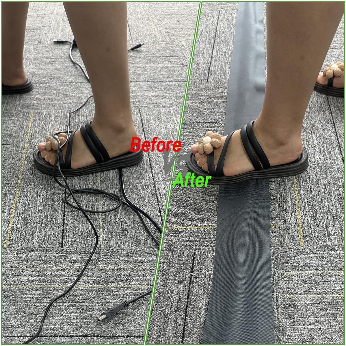 Floor Cable Covers - 10ft Oxford Fabric Cord Protector with Adhesive Hook & Loop,Waterproof Wire Storage Sleeve for Any Floor Surface,Durable Cable Management to Prevent Tripping Hazards (Gray, 10ft)