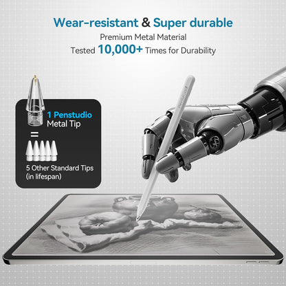 Chrome Metal Tips for Apple Pencil Pro/1st/2nd & USB-C, 2 Pack Durable Pencil Tip Replacement, Precise Control Stylus Tip, Real Pen Feel for Drawing & Note-Taking, iPad Pencil Nibs Accessory