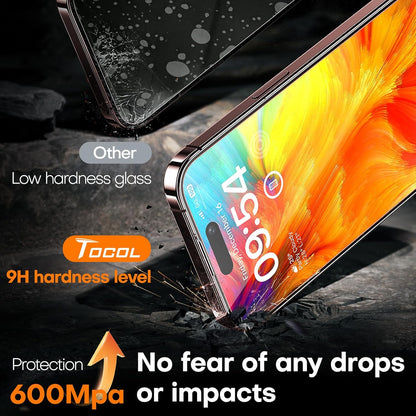 TOCOL for iPhone 16 Pro Screen Protector 9H Hardness Military Grade Shatterproof HD Tempered Glass Full Coverage Easy Installation Case Friendly 2 Pack