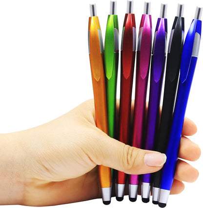 Skoloo Electronic Screen Touch Stylus,14 Pack 2 in 1 Slim Long Click Ink Stylus Ballpoint Pen For Universal Android Touch Screen Tablet Smartphone, Google Nexus, Samsung Galaxy, HTC, Multi-colored
