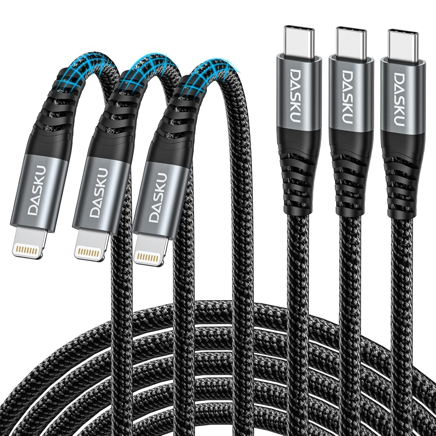 iPhone Cable Fast Charging 6FT USB C Lightning Cable 3 Pack 6 Foot Nylon Braided Type C Lightning Cord Compatible with iPhone 14 13 12 11 Pro Max Mini 8 Plus SE iPad and More