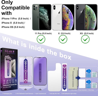 2 Pack Anti Blue Light Matte Screen Protector for iPhone 11 Pro and iPhone xs and iPhone x 5.8-Inch Auto Dust Removal, No Bubbles, Tempered Glass Film, Easy Installation