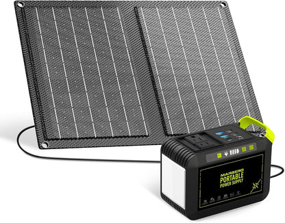 MARBERO 88.8Wh Solar Generator with 21W Solar Panel Included Portable Power Station 80W 110V 120W Max for Camping Outdoor Hiking Fishing Emergency