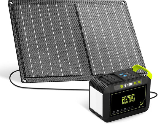 MARBERO 88.8Wh Solar Generator with 21W Solar Panel Included Portable Power Station 80W 110V 120W Max for Camping Outdoor Hiking Fishing Emergency