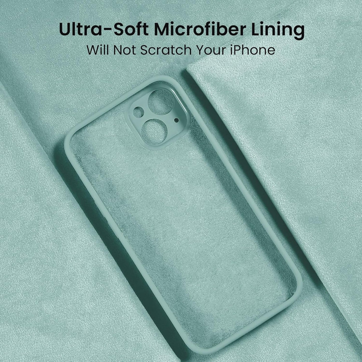 FireNova Designed for iPhone 15 Case, Silicone Upgraded [Camera Protection] Phone Case with [2 Screen Protectors], Soft Anti-Scratch Microfiber Lining Inside, 6.1 inch, Mint Green